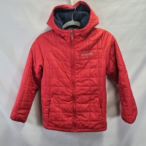 Columbia Puffer Sherpa Lined Red Coat Boys Hooded Medium 10-12 Winter Jacket